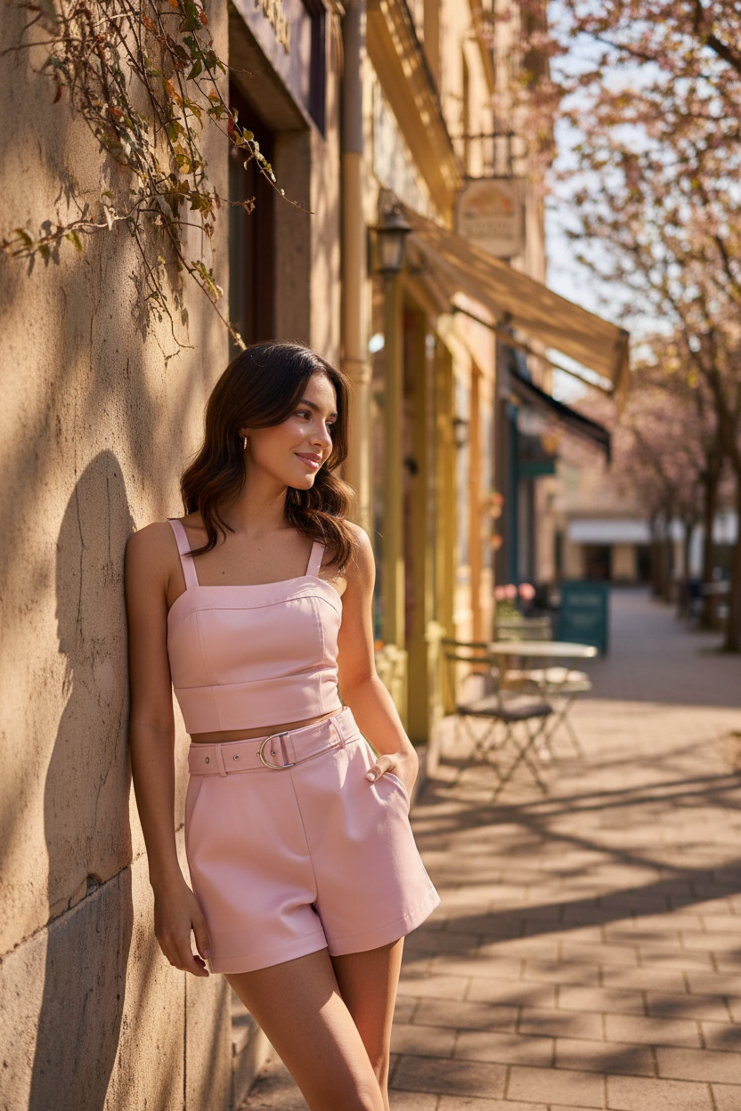 Conjunto rosa casual - modelo despojada